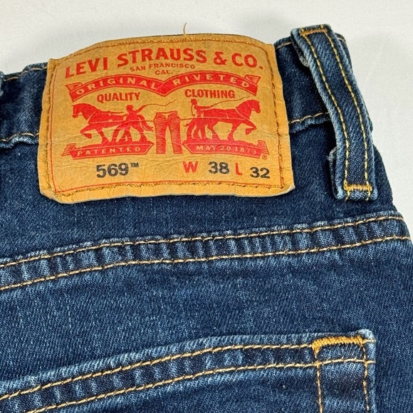 Levis 569 Straight Leg Jeans Mens Size 38 X 32 Dark Wash Modern Loose Fit - Picture 12 of 13